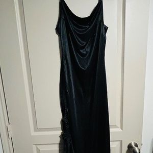 Brand new black silk scrunch slip dress